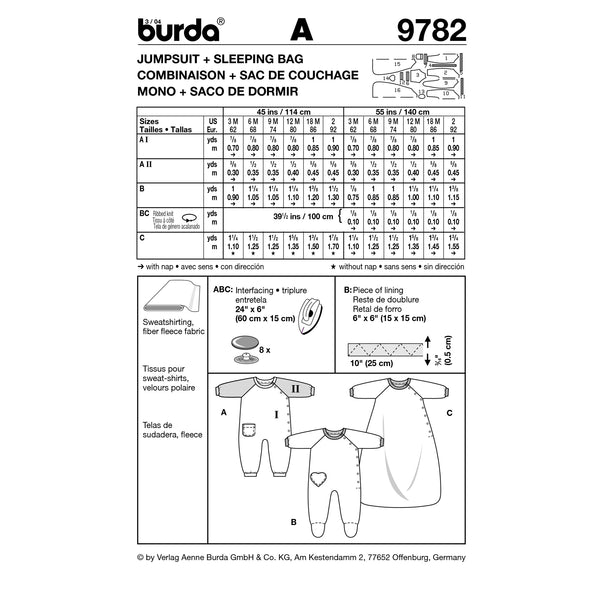 BURDA - 9782 Accessory Sleeping bag
