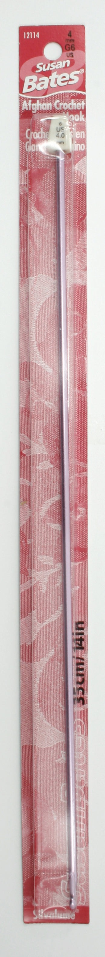 14" SB Silvalume Afghan Crochet Hook, 4mm, G-6