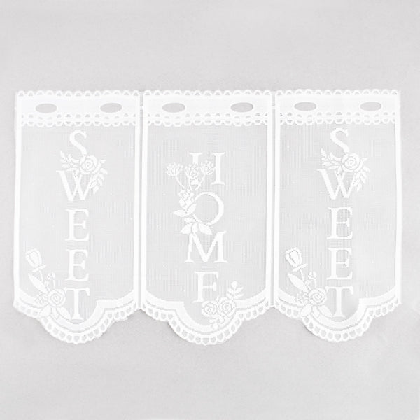 Tissu décor maison - Brise-bise - Home Sweet Home Blanc