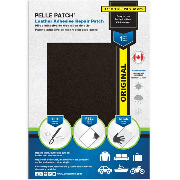 PELLE PATCH Leather Adhesive Repair Patch - Dark Brown - 11 x 16 inch (28 x 41 cm)