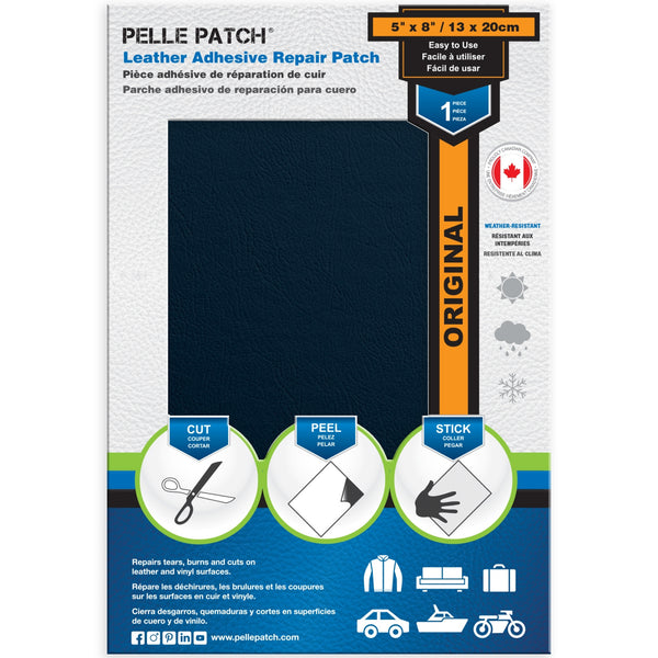 PELLE PATCH Leather Adhesive Repair Patch - Medium Blue - 5 x 8 inch (13 x 20 cm)