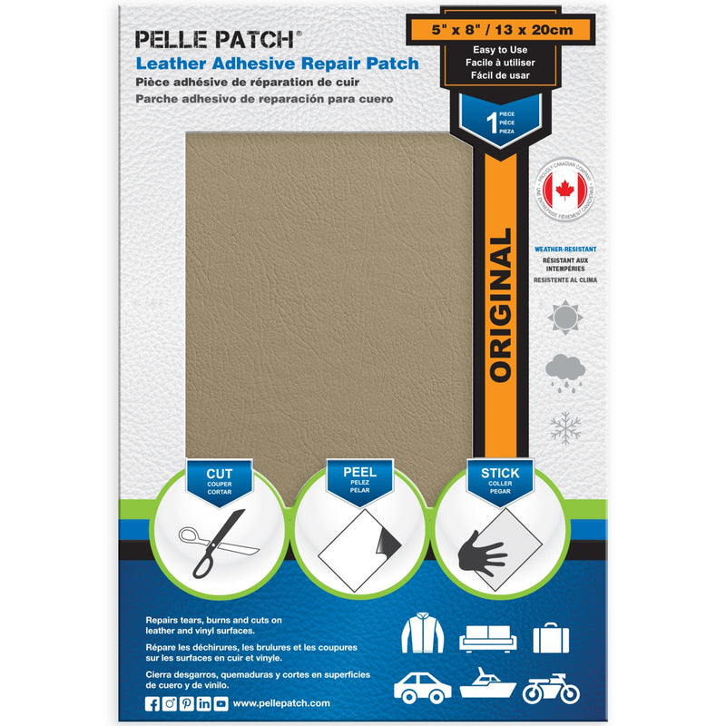 PELLE PATCH Leather Adhesive Repair Patch - Beige - 5 x 8 inch (13 x 20 cm)