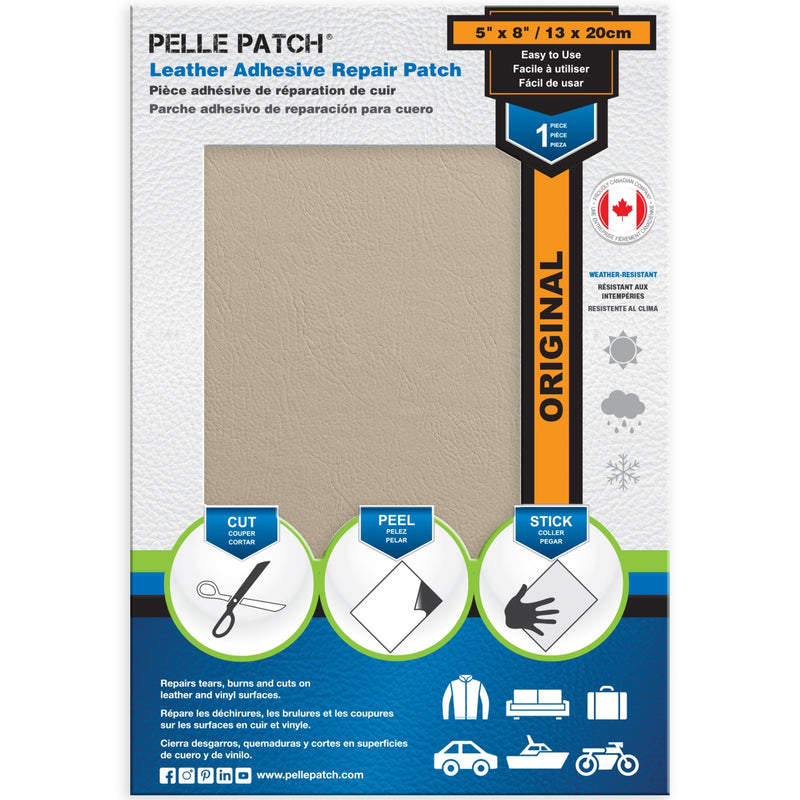 PELLE PATCH Leather Adhesive Repair Patch - Cream - 5 x 8 inch (13 x 20 cm)