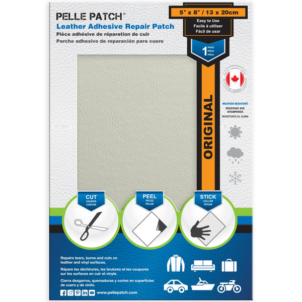 PELLE PATCH Leather Adhesive Repair Patch - OffWhite - 5 x 8 inch (13 x 20 cm)