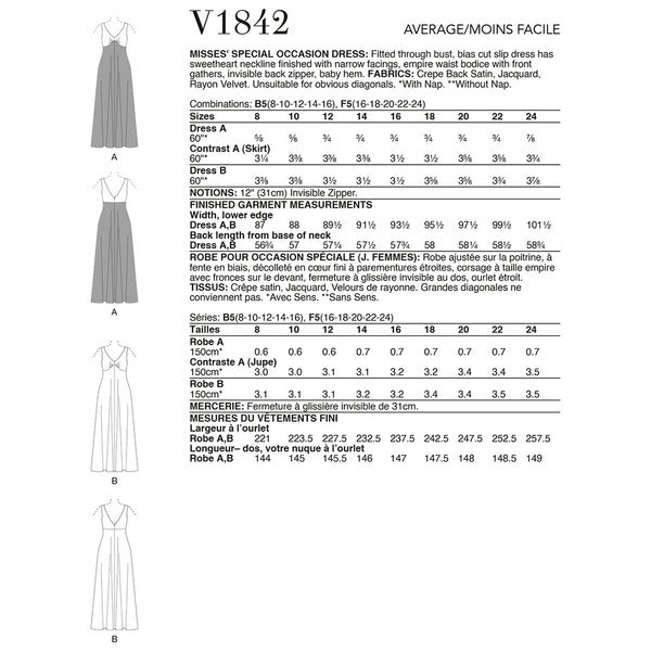V1842 Misses' Special Occasion Dress