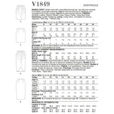 V1849 Misses' Skirt (16-18-20-22-24)
