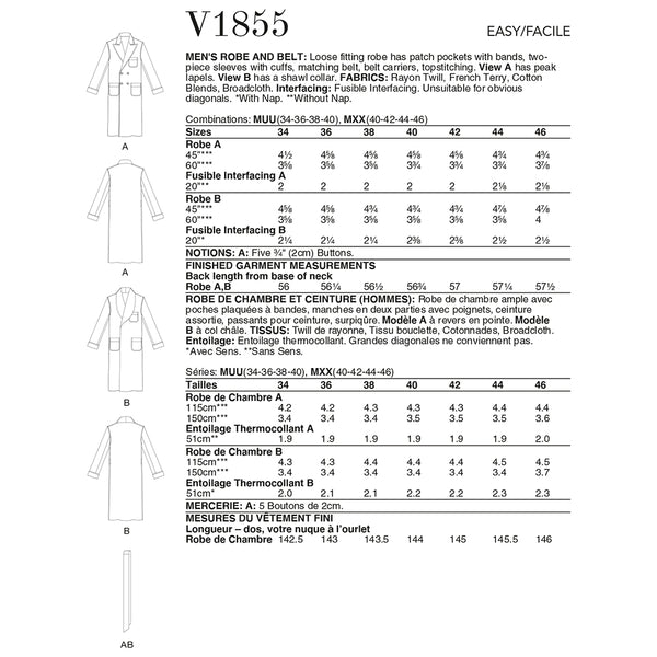 V1855 Men's Robe and Belt