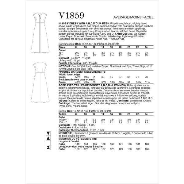 V1859 Misses' Dress