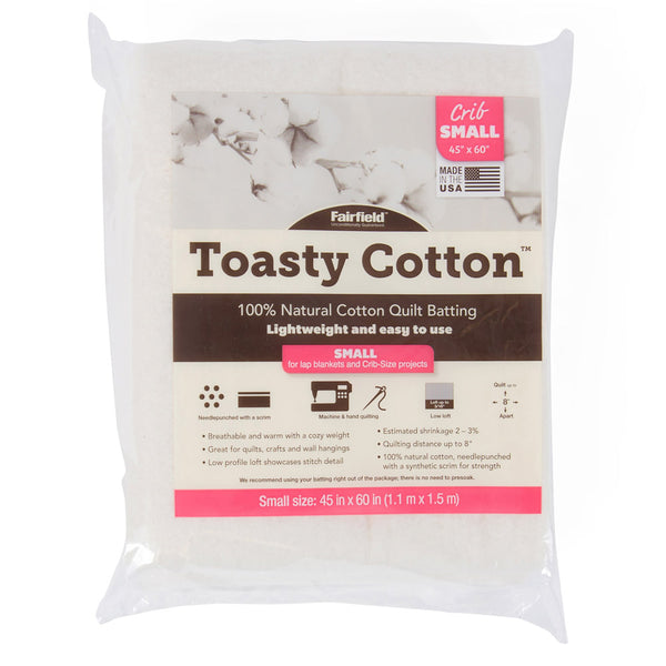 FAIRFIELD Toasty Cotton™ Natural Cotton Quilt Batting - 1.1 x 1.5 m (45" x 60")