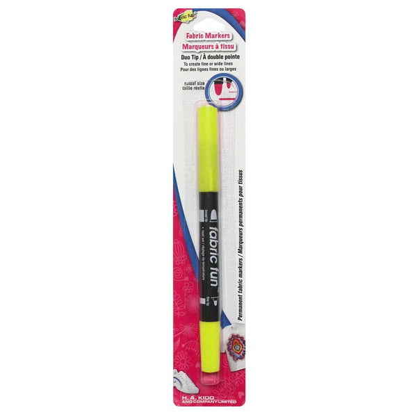 FABRIC FUN Dual Tip Fabric Marker - Fluorescent Yellow