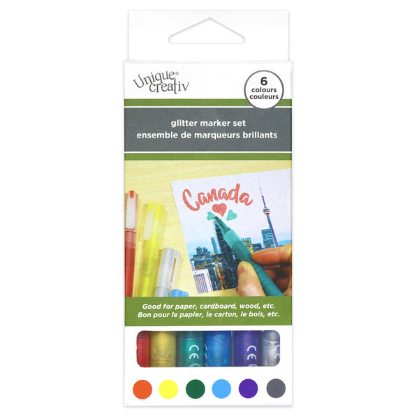 UNIQUE CREATIV Glitter Marker Set - 6 colours