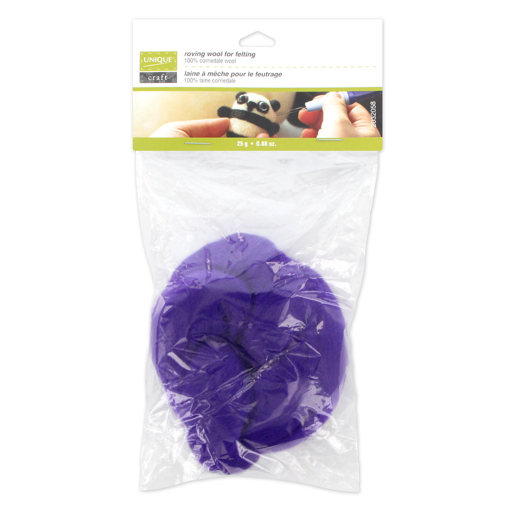 UNIQUE CRAFT Natural Wool Roving - 25g - Royal Purple – Fabricville