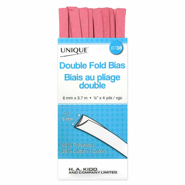 UNIQUE Double Fold Bias Tape 7mm x 3.7m - Rose