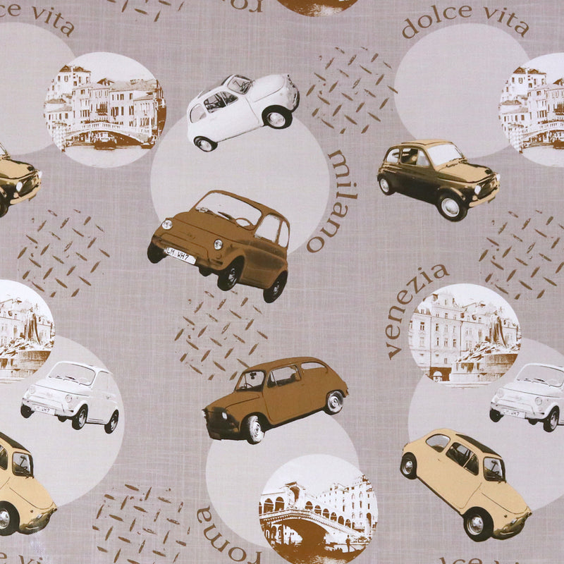 9 x 9 inch Home Decor Fabric Swatch - Tablecloth Vinyl - Cars - Multicolour