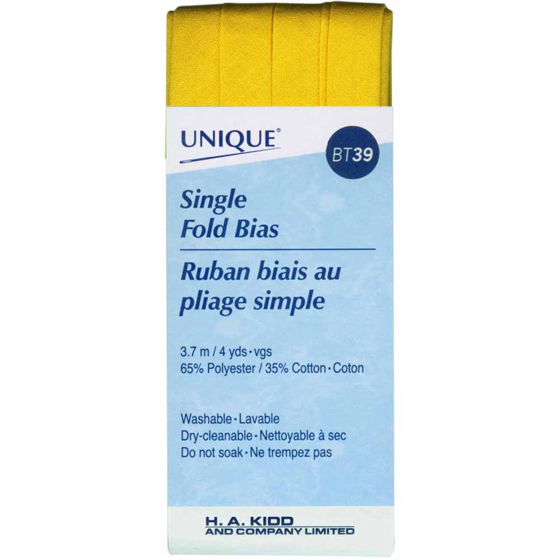 UNIQUE - Single Fold Bias Tape - 13mm x 3.7m - Gold
