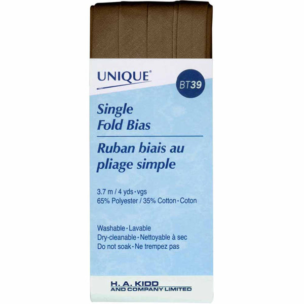UNIQUE - Single Fold Bias Tape - 13mm x 3.7m - Mocha