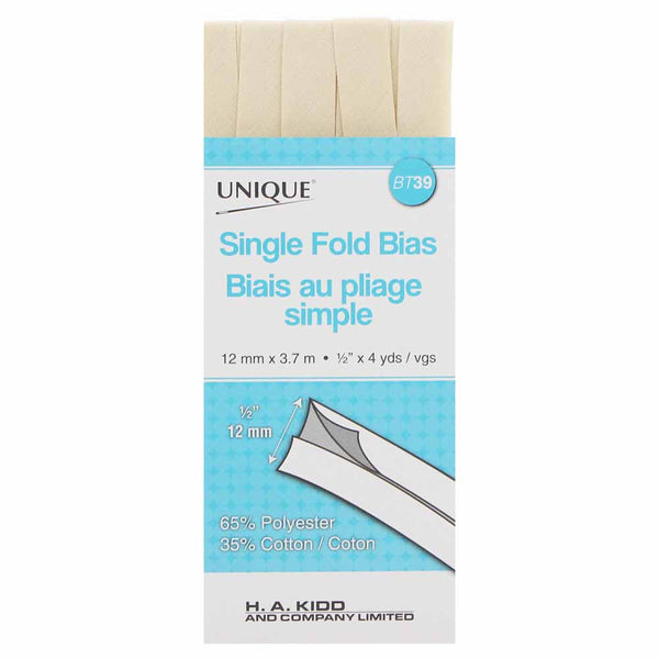 UNIQUE - Single Fold Bias Tape - 13mm x 3.7m - Fawm