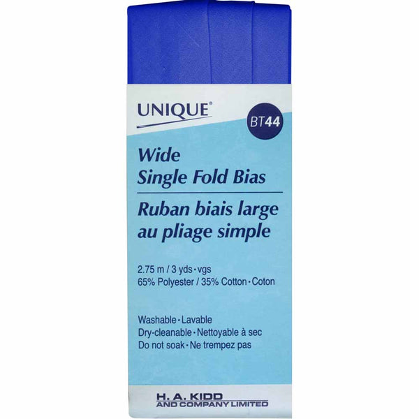 UNIQUE Wide Single Fold Bias Tape 25mm x 2.75m - Royal Blue