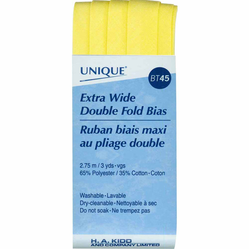 UNIQUE - Biais extra large plié double - 15mm x 2.75m - Citron pâle