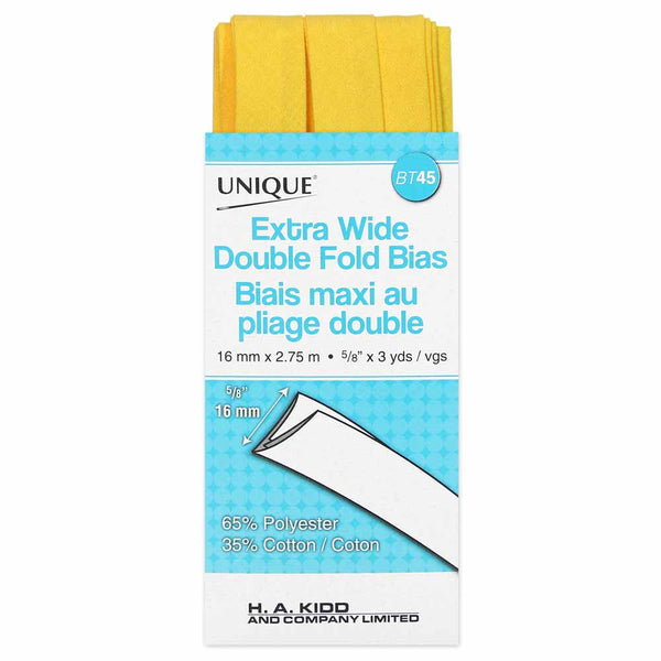 UNIQUE - Extra Wide Double Fold Bias Tape - 15mm x 2.75m - Canary