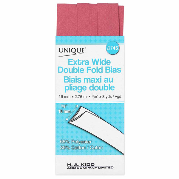 UNIQUE Extra Wide Double Fold Bias Tape 15mm x 2.75m - Rose