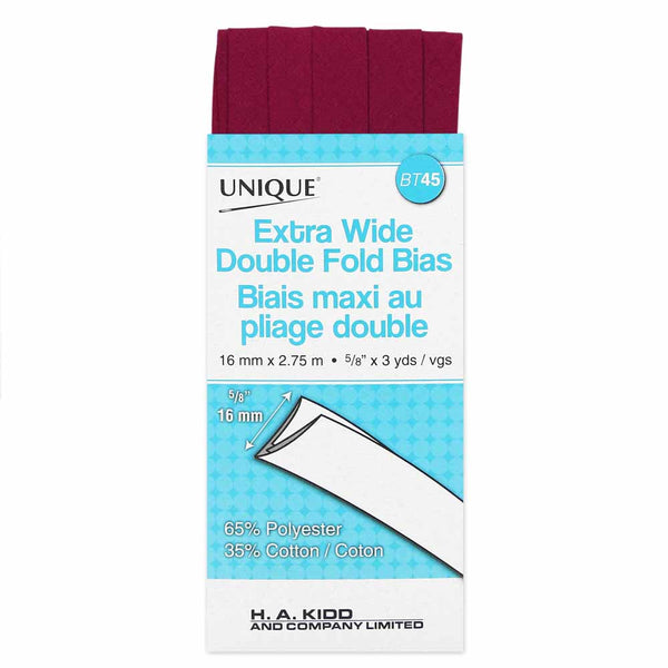 UNIQUE - Extra Wide Double Fold Bias Tape - 15mm x 2.75m - Fuschia