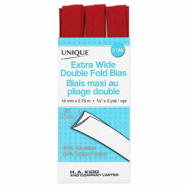 UNIQUE - Extra Wide Double Fold Bias Tape - 15mm x 2.75m - Scarlet