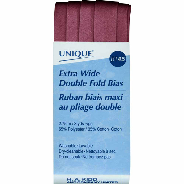 UNIQUE - Extra Wide Double Fold Bias Tape - 15mm x 2.75m - Wine