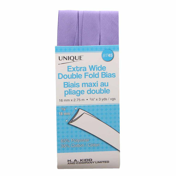 UNIQUE - Extra Wide Double Fold Bias Tape - 15mm x 2.75m - Lavender
