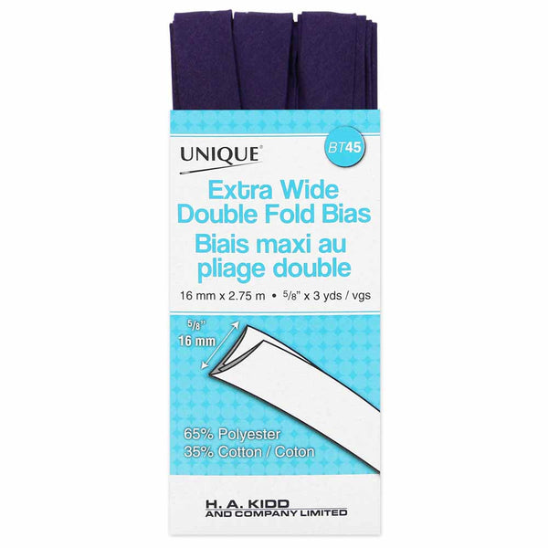 UNIQUE - Extra Wide Double Fold Bias Tape - 15mm x 2.75m - Purple