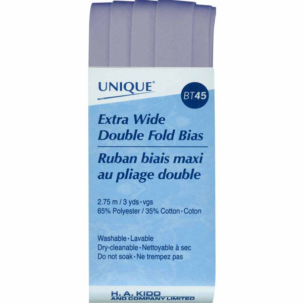 UNIQUE - Biais extra large plié double - 15mm x 2.75m - Bleu caillou