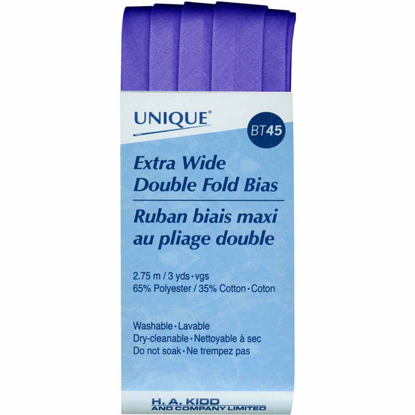 UNIQUE - Biais extra large plié double - 15mm x 2.75m - Bleu royal