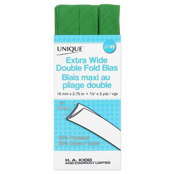 UNIQUE - Biais extra large plié double - 15mm x 2.75m - Vert lime