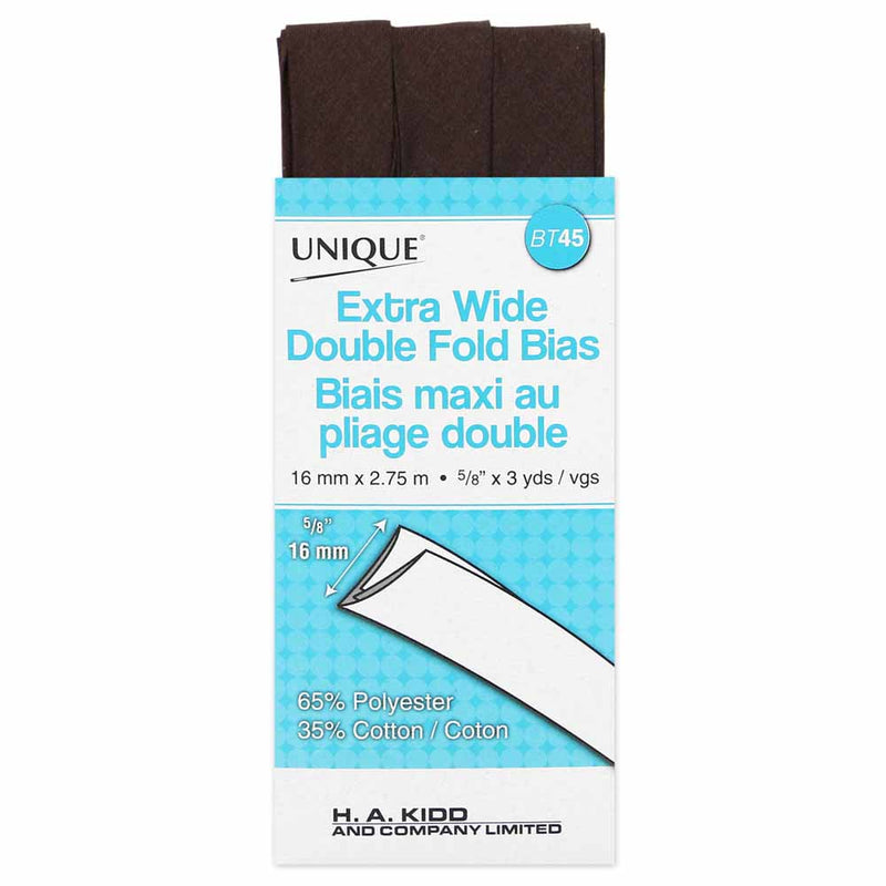 UNIQUE - Extra Wide Double Fold Bias Tape - 15mm x 2.75m - Mocha