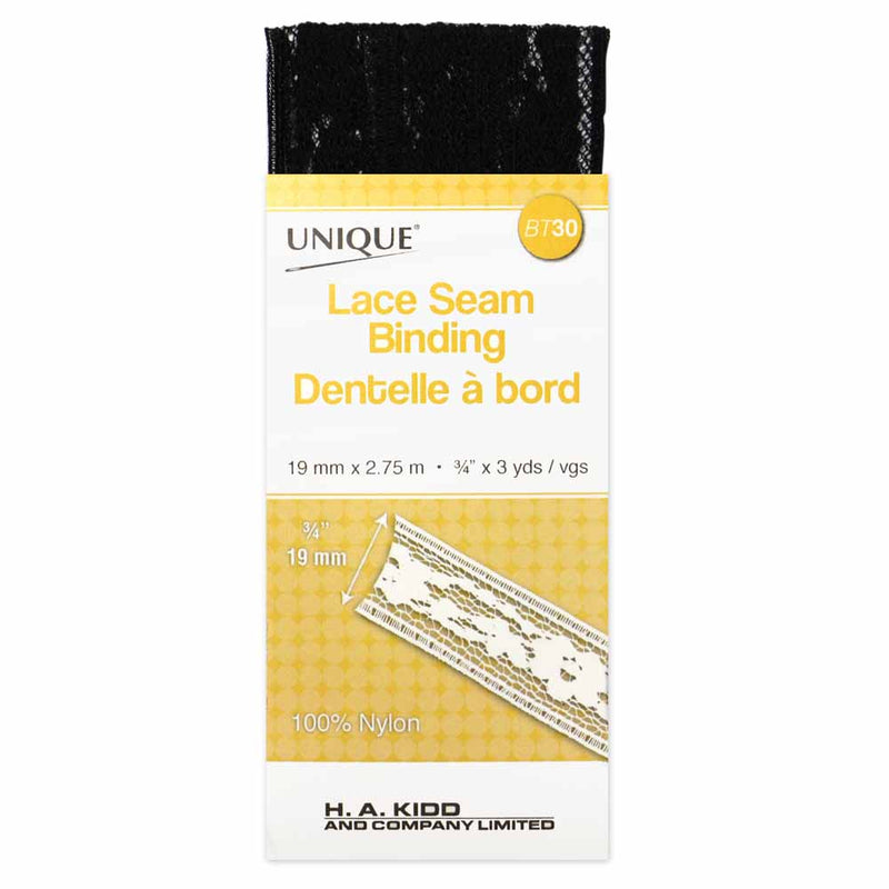 UNIQUE Lace Seam Bind 2.75mBlack 001
