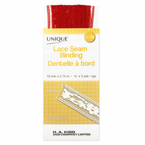 UNIQUE Lace Seam Bind 2.75mScarlet 300