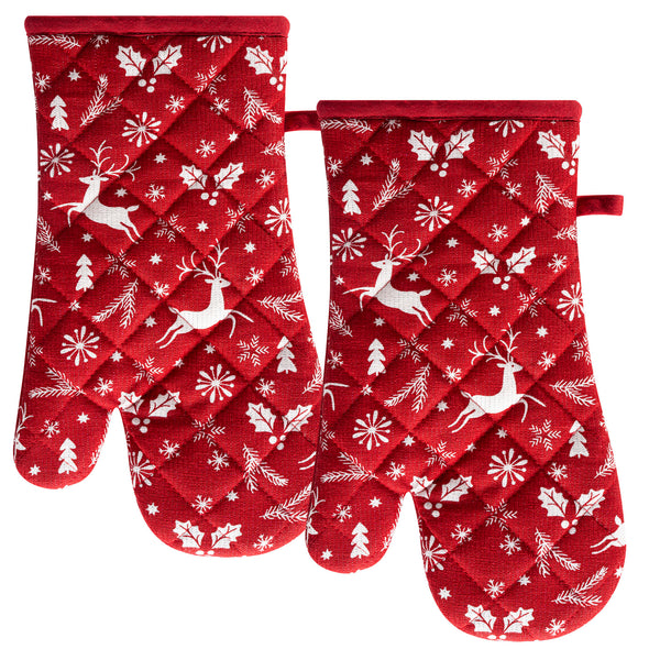 Oven Mitts Deers - Red