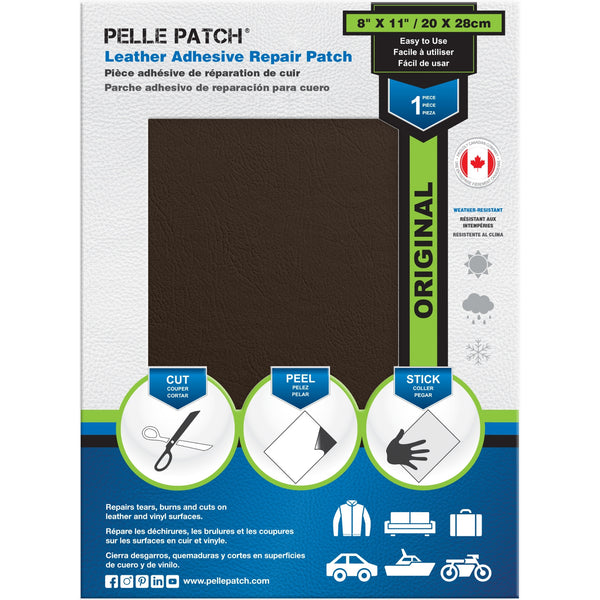 PELLE PATCH Leather Adhesive Repair Patch - Brown - 8 x 11 inch (20 x 28 cm)