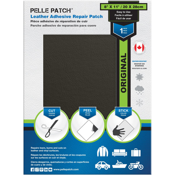 PELLE PATCH Leather Adhesive Repair Patch - Dark Grey - 8 x 11 inch (20 x 28 cm)