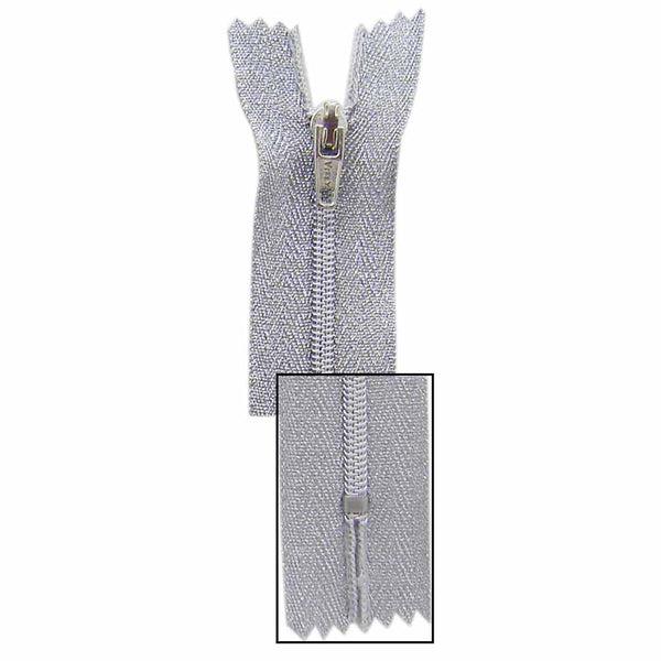 VIZZY Metallic Closed End Zipper 18cm (7") - Metallic Silver - 1724