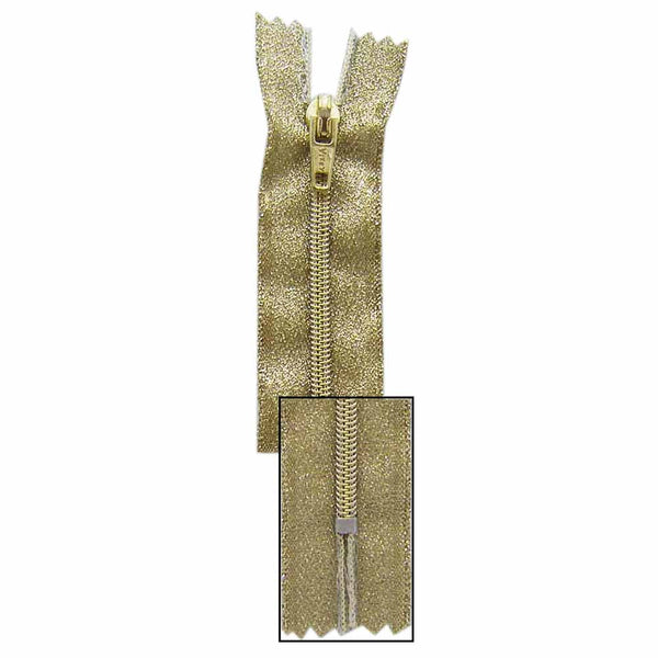 VIZZY Metallic Closed End Zipper 18cm (7") - Metallic Gold - 1724