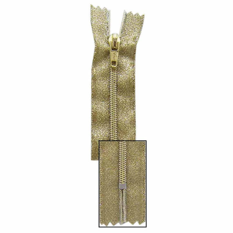 VIZZY Metallic Closed End Zipper 18cm (7") - Metallic Gold - 1724
