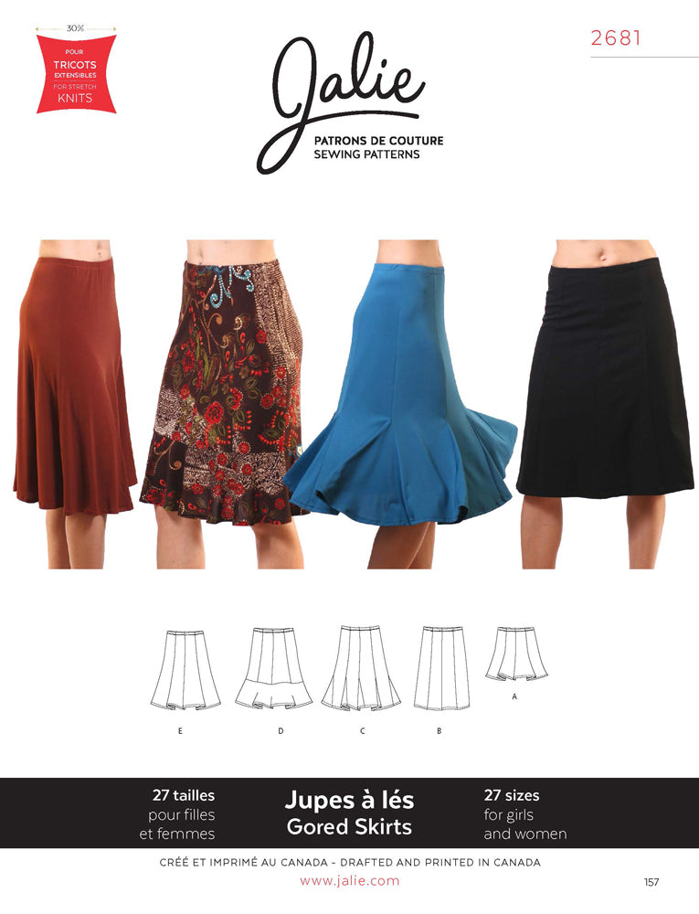 Jalie Pattern 2681 - Choice of gored skirts