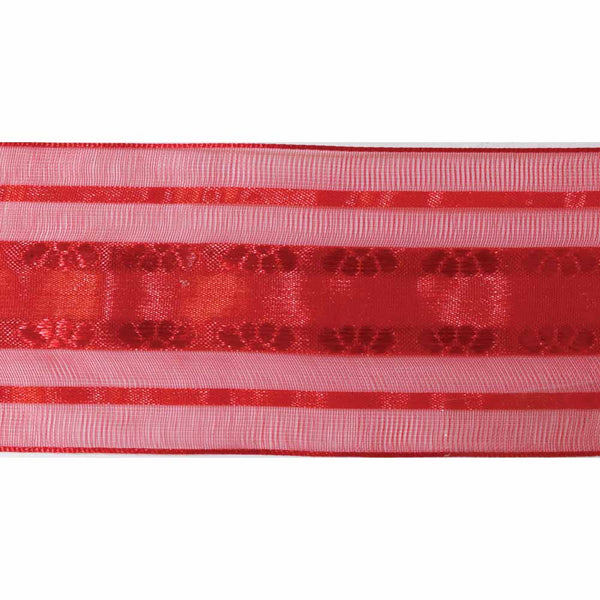ELAN Organza Ribbon with 2 Stripes 50mm x 4m - Red