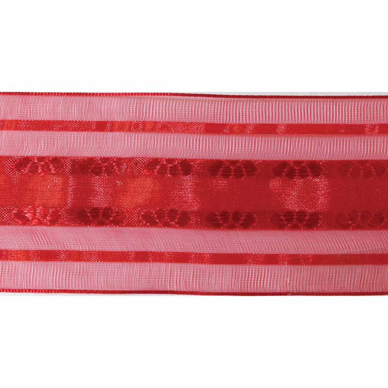ELAN Organza Ribbon with 2 Stripes 50mm x 4m - Red
