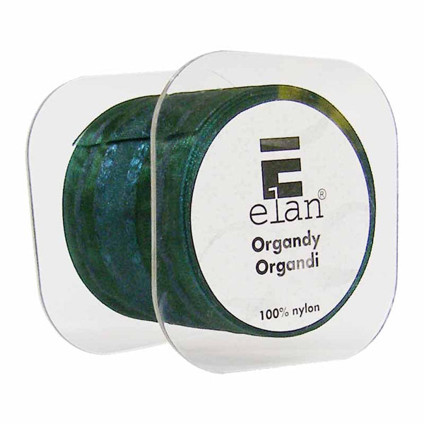 ELAN Organza Ribbon with 2 Stripes 50mm x 4m - Xmas Green