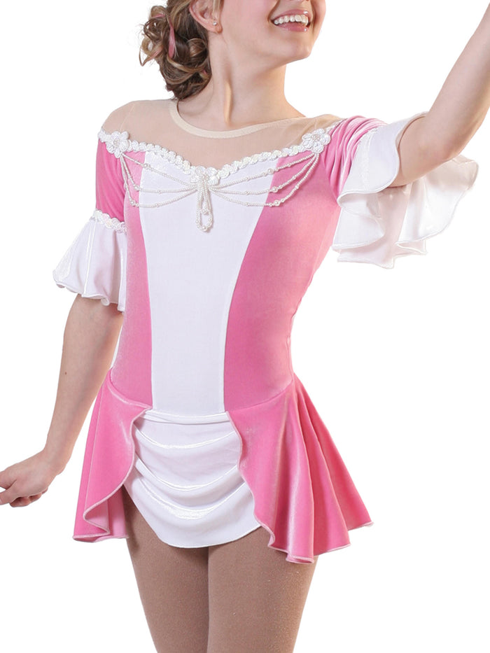 Robe Fille Jacadi Style Patineuse - Motif Tourterelles, Encolure Vagues - Taille 8 Ans (128cm) - Comme Neuf