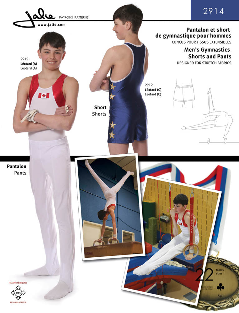 Patron Jalie 2914 - Pantalon et short de gymnastique pour hommes