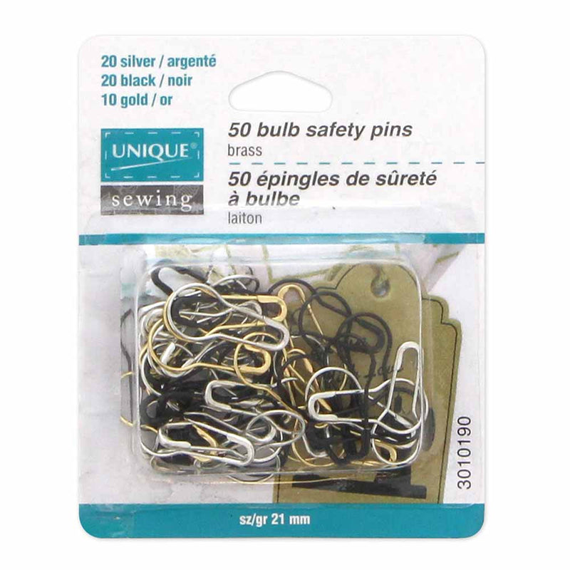 UNIQUE SEWING Bulb Safety Pins - 50 pcs