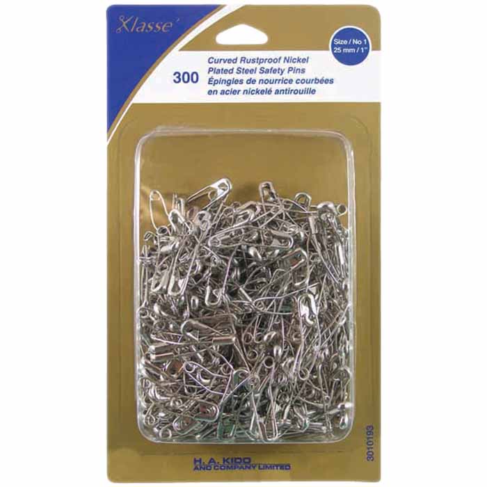 KLASSE´ Curved Safety Pin 300pcs - 25mm (1 1/16") Size 1